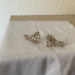 Anthropologie Gold Rhinstone Cluster Earrings